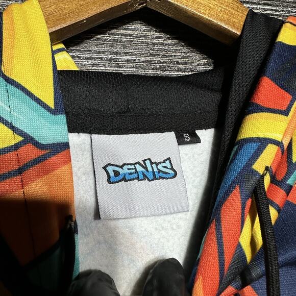 Denis Daily Hoodie Men's Small Blue Abstract Pullover Graffiti Drawstring - Picture 2 of 14